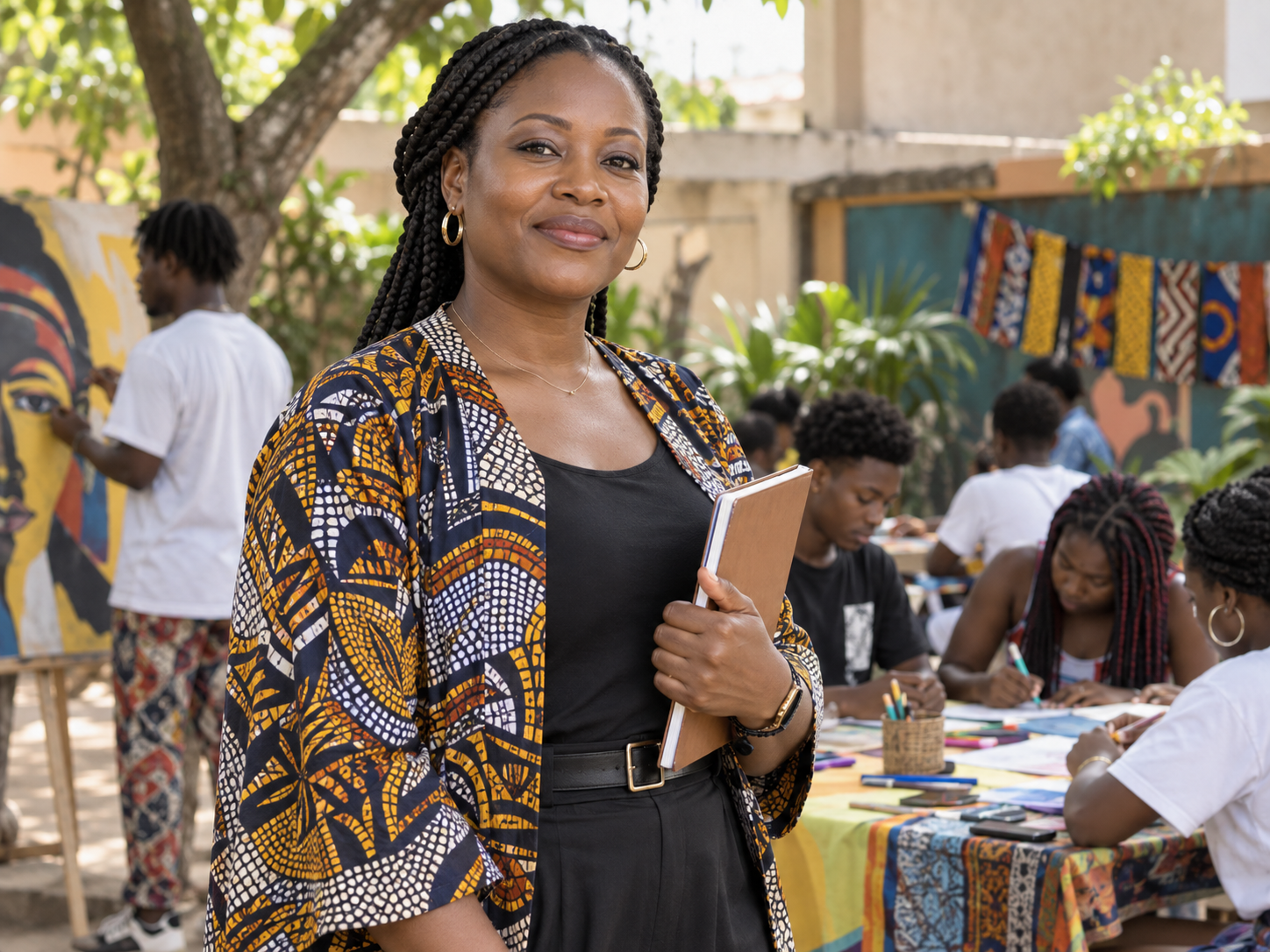 Portrait de Nadia B. pendant un atelier culturel